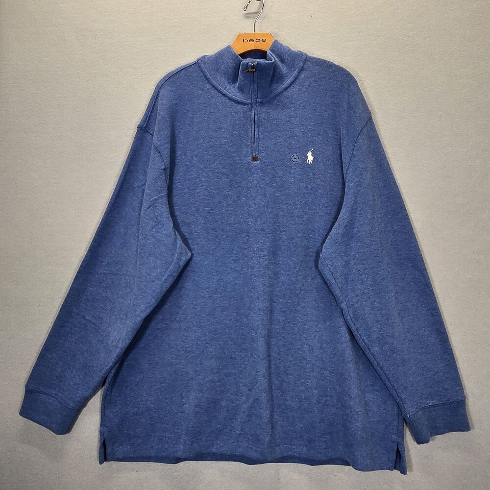 Polo Ralph Lauren Quarter Zip Blue Pullover Sweater Men's Size XXL